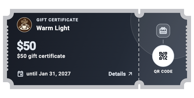 App component · sample data: Gift certificate