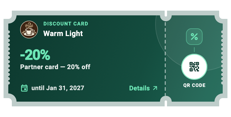 03 / Discount cards — An ongoing discount is distinct from a coupon.