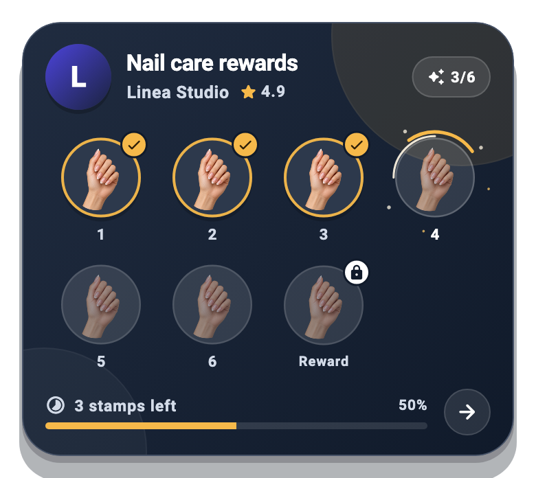 App component · sample data: Stamp card